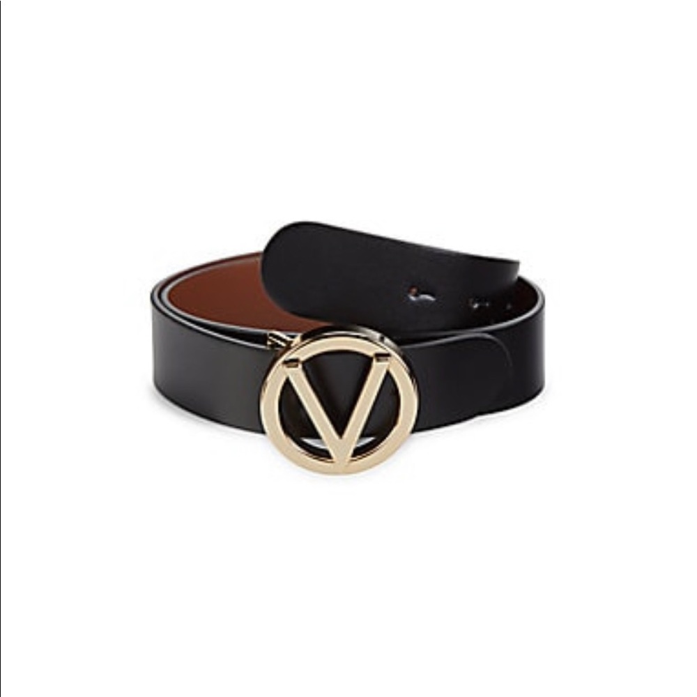 Valentino Leather Belt (black with gold buckle)
